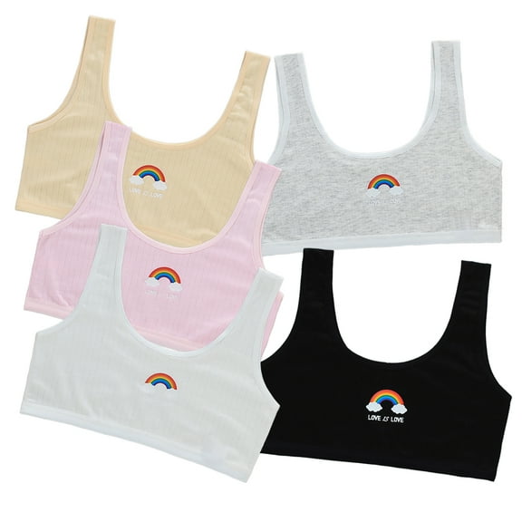5 Pack Training Bras for Girls Girls Thin Cotton Cami Bralettes Sports Bra Training Bra for Girls Bluet Bras for Girls