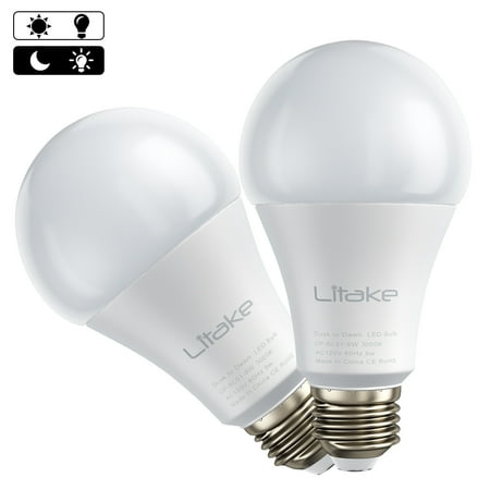 Litake Smart Sensor A19 Led Light Bulbs 3000k Dusk To Dawn Bulb 9 Watt 80w Equivalent E26 Medium Base 900 Lumen Auto