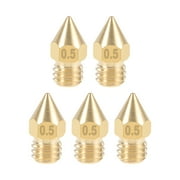 UNIQUE BARGAINS 0.5mm 3D Printer Nozzle Head M6 Thread for MK8 1.75mm Extruder Print, Brass 5pcs