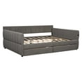 thumbnail image 5 of Euroco Upholstery Queen Size Platform Bed, Sofa Bed with USB Charging Station and 2 Drawers, Gray, 5 of 15