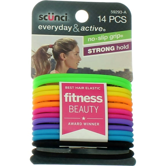 Scunci Everyday & Active Strong Hold Hair Elastics, 14 Ct (2 pack)