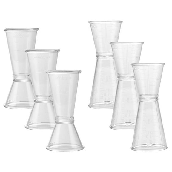 ULTNICE Transparent Plastic Double Sided Jigger for Bar Use Measuring Cup with Clear Design 6 Pieces