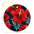 thumbnail image 3 of Christmas Ceramic Ornament Red Hawaiian Hibiscus Flower Double Sided Porcelain 3 Inch Summer Tropical Flowers Christmas Tree Ceramic Ornament Decoration Merry Xmas for Family & Friends, 3 of 8