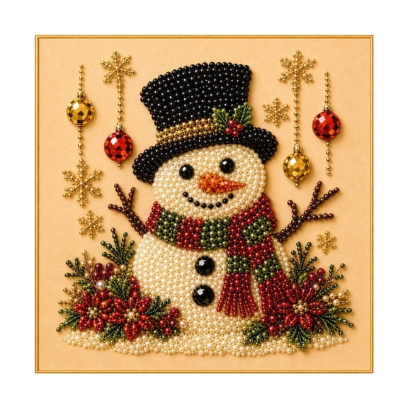 DIY Christmas Pearl Diamond Painting Art Kit with Frame for Adults, 3D Pearl Beads, Beginner Craft for Adults, Holiday Wall Decor, Handmade Gift, Living Room and Entryway Display