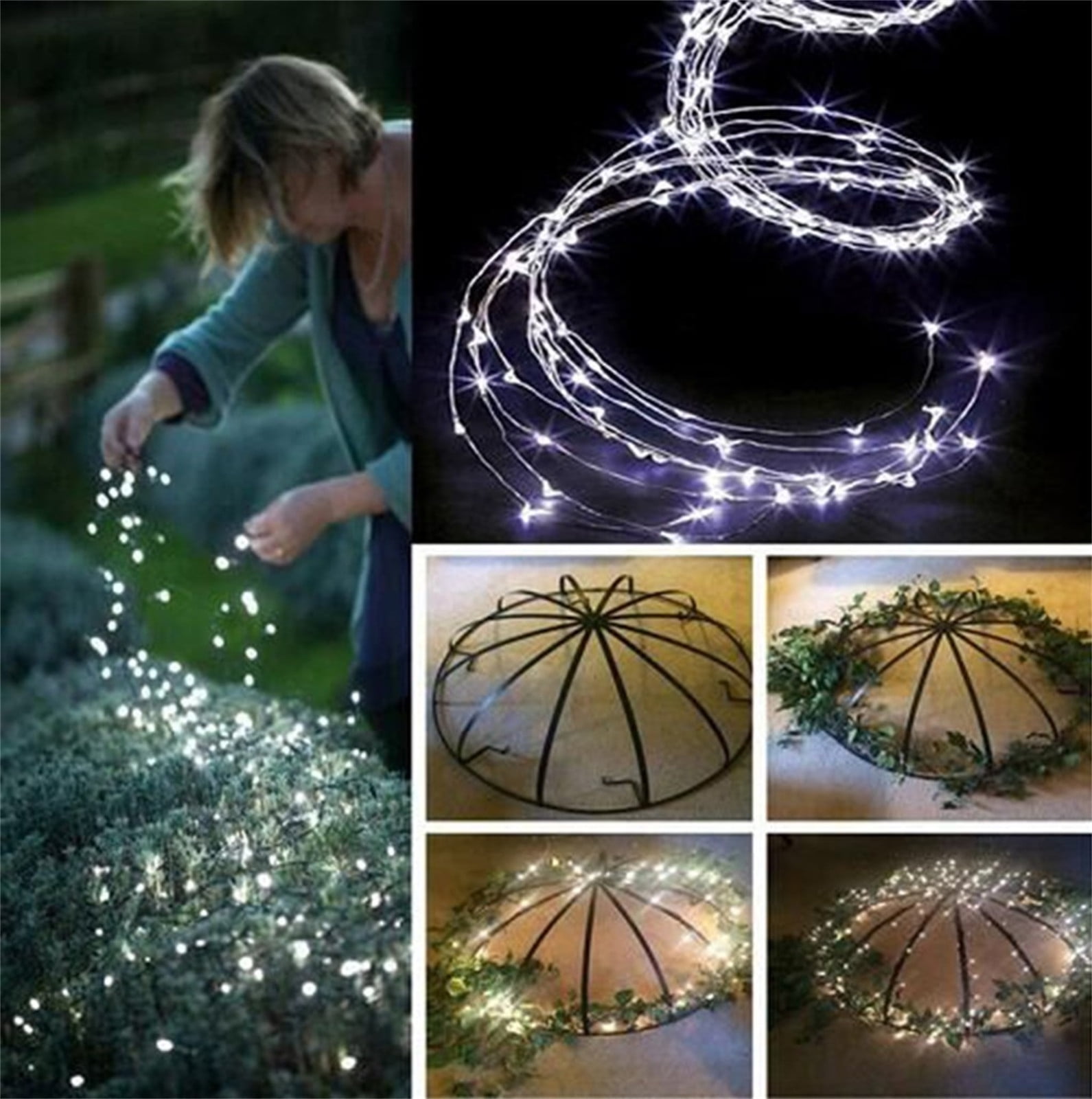 Danhjin Plastic Lighting Fixtures 200 LEDs String Lights with 10 Strands Copper String Lights Bunch Lights String Lights