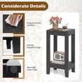 thumbnail image 3 of Giantex Tall Nightstand, 2-Tier End Table w/Wooden Legs, Sofa Bedside Table for Small Spaces, Black, 3 of 5