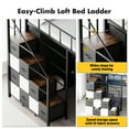 thumbnail image 6 of Advwin Twin Size Loft Bed with Desk, Stairs, Closet & 12 Fabric Drawers, Metal Gaming Loft Bed with LED Lights, Charging Station & Guardrail, Space-Saving Bed for Bedroom, Dorm, Black+Rustic Brown, 6 of 8