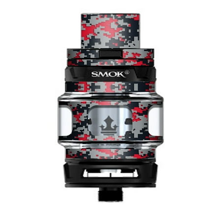 - Skin Decal Vinyl Wrap for Smok TFV12 Prince Tank Vape Kit skins stickers cover / Digi Camo Sports Teams Colors digital camouflage Red Grey Black