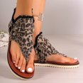 thumbnail image 3 of Women's Clip Toe Flat Sandals Breathable Denim Flip Flops Buckle Studded Open Toe Summer Low Platform Dressy Shoes Brown Size 9.5, 3 of 6