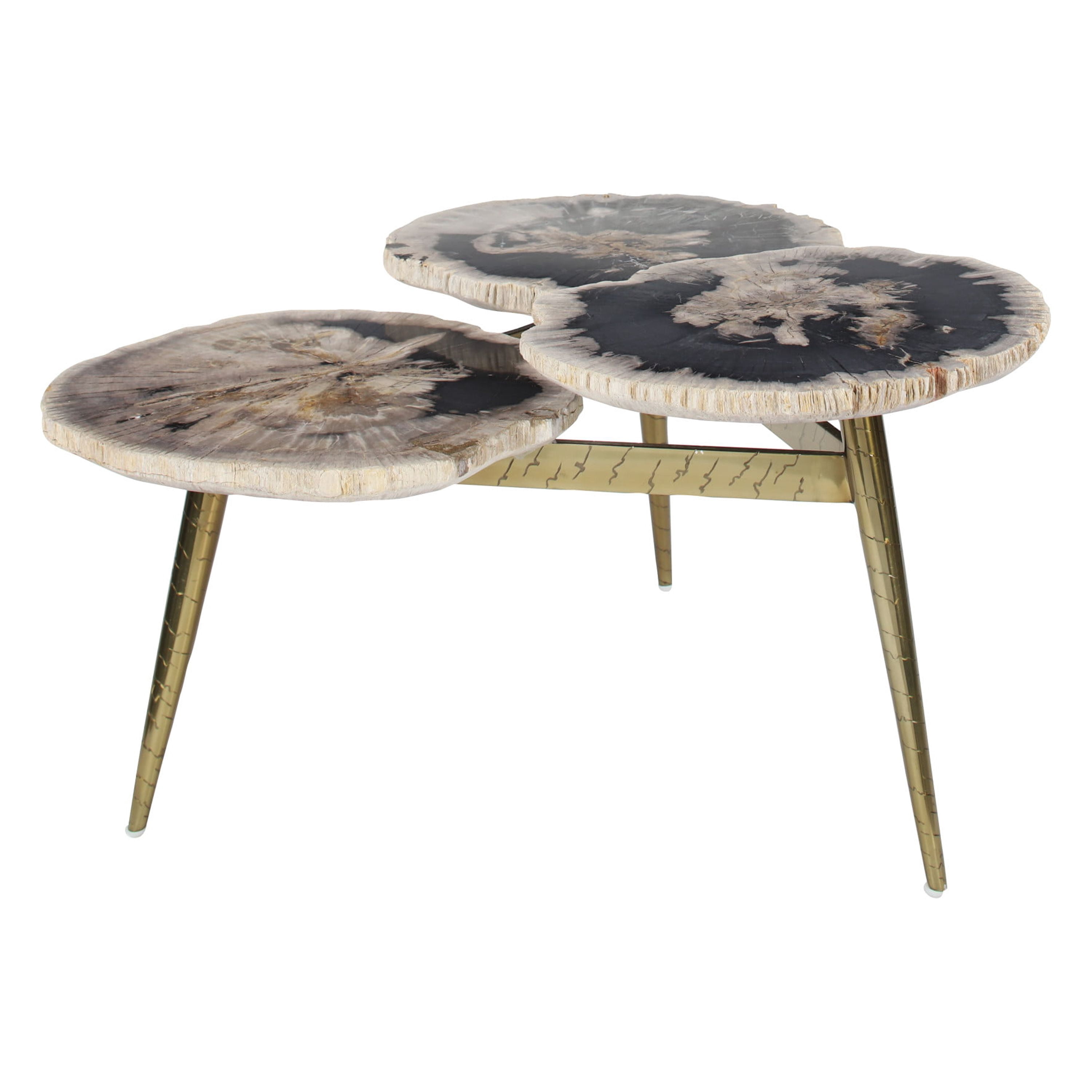DecMode Rustic Petrified Stone Black Coffee Table, 36"W x 18"H