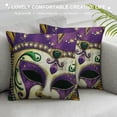 thumbnail image 3 of PHYHOO Mardi Gras Decorative Throw Pillow Covers, New Orleans Carnival Outdoor Home Decor, Purple Yellow Green Beads Holiday Couch Cushion Case White, 3 of 5
