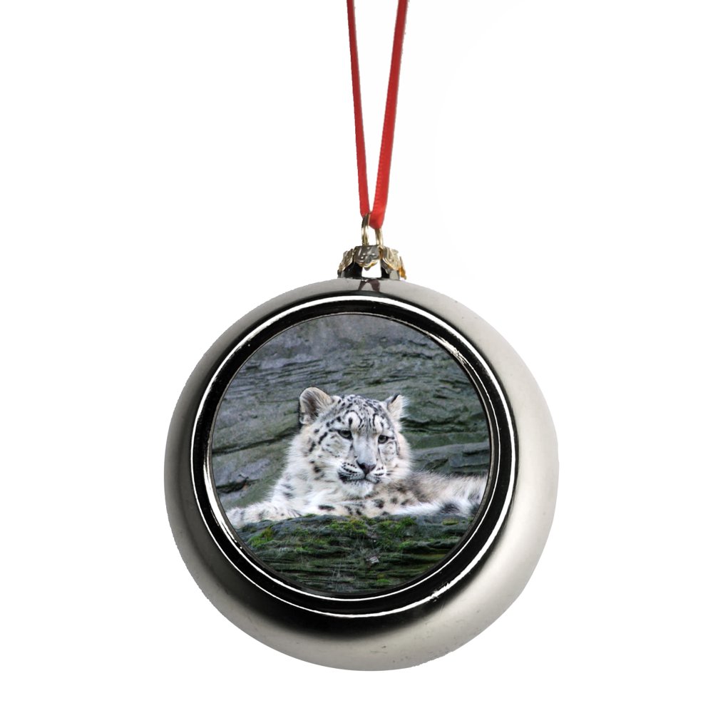 Snow Leopard Ornaments Silver Bauble Christmas Ornament Balls Walmart