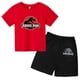 thumbnail image 4 of Conjunto de 2 piezas de camiseta y pantalones cortos con estampado de dinosaurio de Jurassic Park para niños y niñas, con estampado de dibujos animados de verano, 4 of 5
