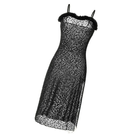 

Sexy Leopard Print Spaghetti Strap Slip Dress Sleeveless Black Womens Nightgowns & Sleepshirts (Women s)