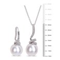 thumbnail image 2 of Everly Women's Cultured Pearl and Diamond Sterling Silver Earrings, 2 of 6