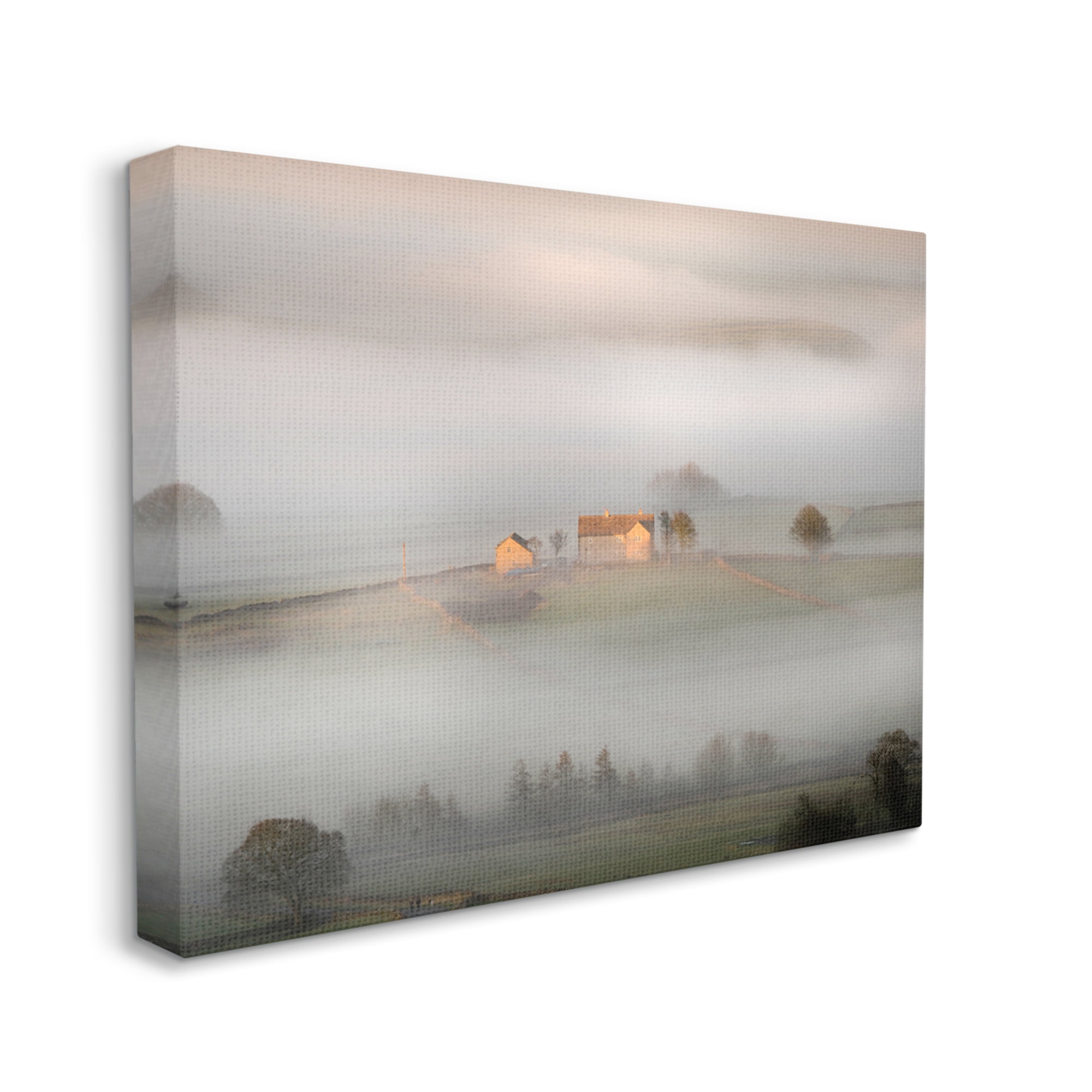 Stupell Industries Lone Misty Cottage Rural Fields Thick Fog Photograph Gallery Wrapped Canvas Print Wall Art, Design by James Dobson