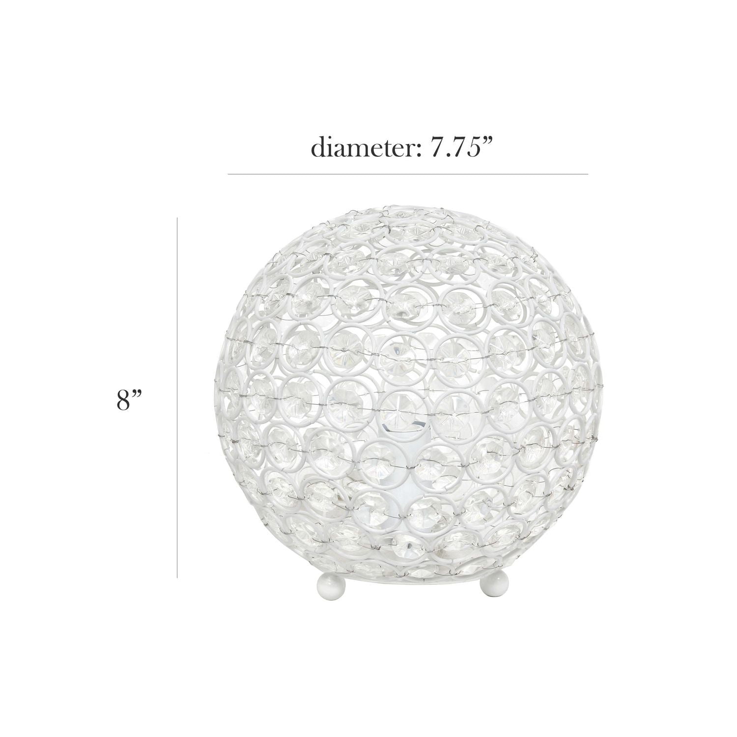Lampe de table Elegant Designs à paillettes boule de cristal de 10 pouces