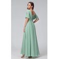 thumbnail image 3 of Vestido de dama de honor ROSETOO para mujer, redondo, de gasa, negro, largo, 3 of 6
