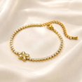 thumbnail image 4 of VNOX Gold Stainless Steel Clover Flower Tennis Bracelet for Women, Sparkling Crystal Gift Jewelry, 4 of 7
