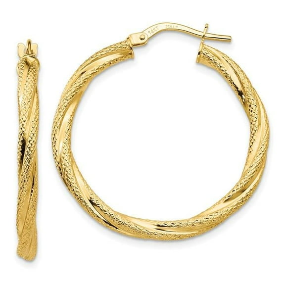 Primal Gold 14 Karat Yellow Gold Twisted Textured Hoop Earrings