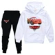 thumbnail image 3 of Ropa deportiva para niños de Pixar Cars Lightning McQueen, trajes para niñas, sudadera con capucha informal, pantalones negros, ropa de abrigo para niños, conjuntos para bebés, 3 of 5