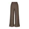 thumbnail image 5 of Wide Leg Pants Woman Summer Elastic High Waisted Palazzo Pants Flowy Drawstring Ruffle Hem Trousers with Pockets, M, 5 of 7