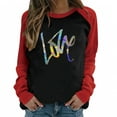 thumbnail image 1 of CEHVOM T-shirt Décontracté à Manches Longues pour Femmes, Col Rond Raglan, Imprimé de la Saint-Valentin, 1 of 3