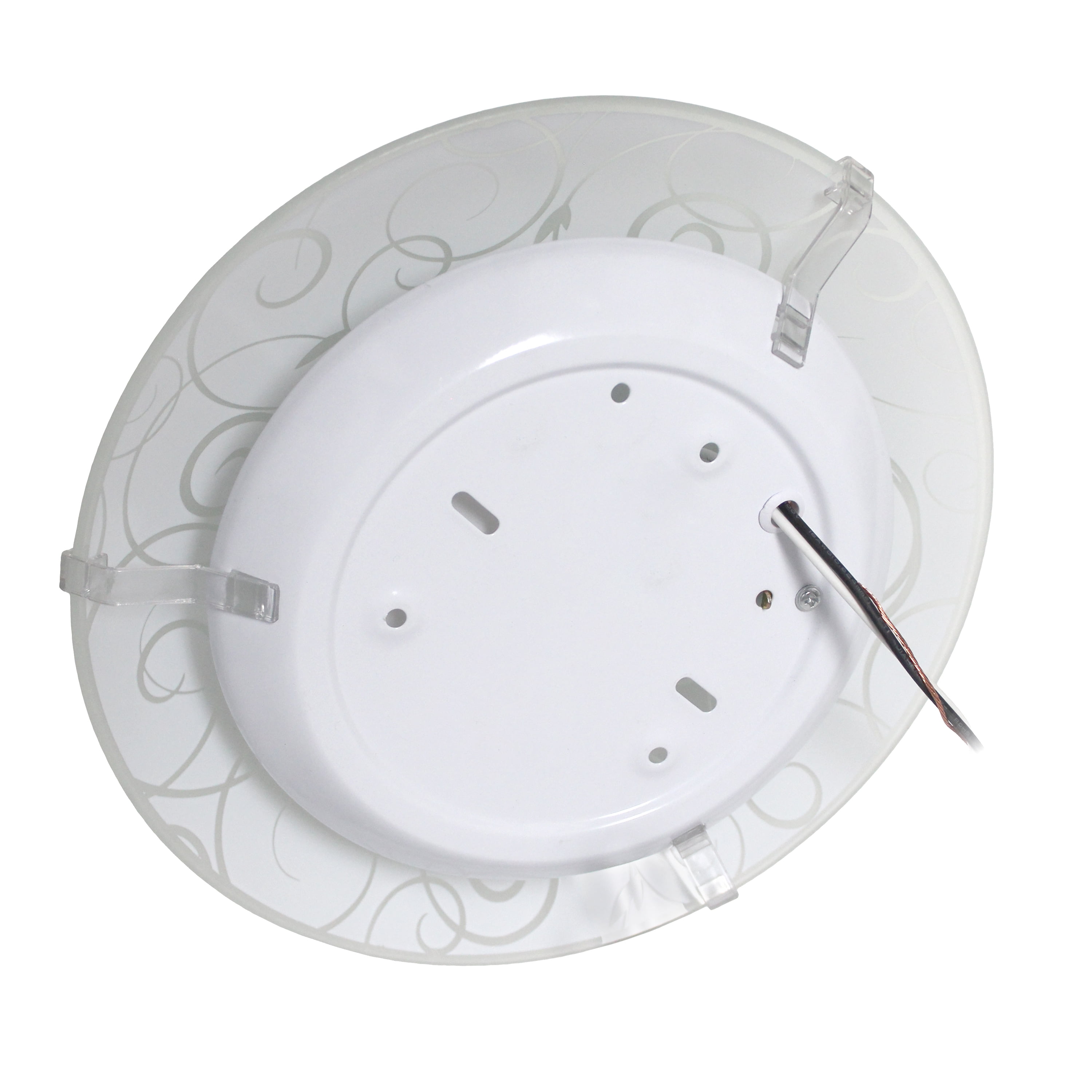 Simple Designs 10" Round Flush Mount Ceiling Light with Scroll Swirl Design, White
