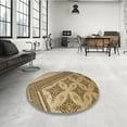 thumbnail image 4 of Ahgly Tapis Rond Lavable en Machine Intérieur Transitionnel Brun Selle, 4 Pieds Rond, 4 of 7