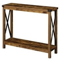thumbnail image 2 of Pemberly Row Modern Console Table in Nutmeg Wood Finish and Black Metal, 2 of 8
