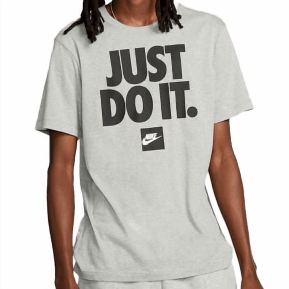 Nike Sportswear Just Do It T-Shirt Men's Large Gray Athletic Performance FTS862