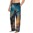 thumbnail image 2 of Yiaed Moonlit Night Sky Wolf Print Men's Lounge Pants, Loose PJ Bottoms, Long Pajama Pants for Men-XX-Large, 2 of 5