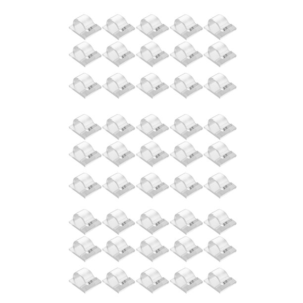 para Clips de Luces de Cadena para Exteriores, Paquete de 45 Clips, Gancho de Luz Transparente con 45 Respaldos Adhesivos Impermeables