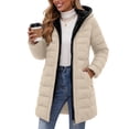 thumbnail image 5 of Qiggri Women's Hooded Puffer Coat Fleece Lined Full Zip Long Sleeve Outerwear Coat With Pockets for Winter Comfy Smart Casual Office Casual Outdoor L, 5 of 7
