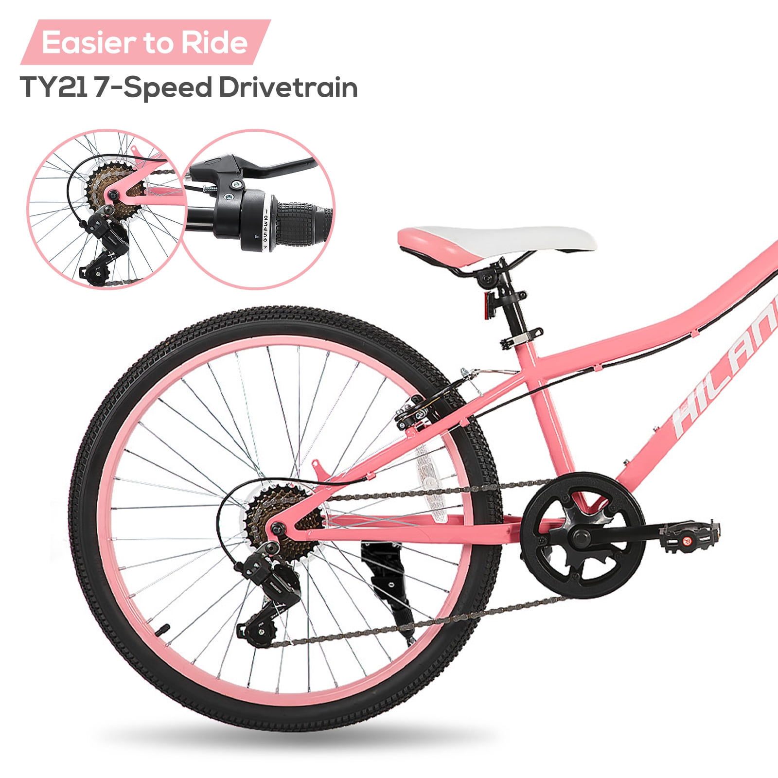 Hiland 24 Inch Mountain Bike, Front Suspension Fork Bicycles for Adults Multiple Colors