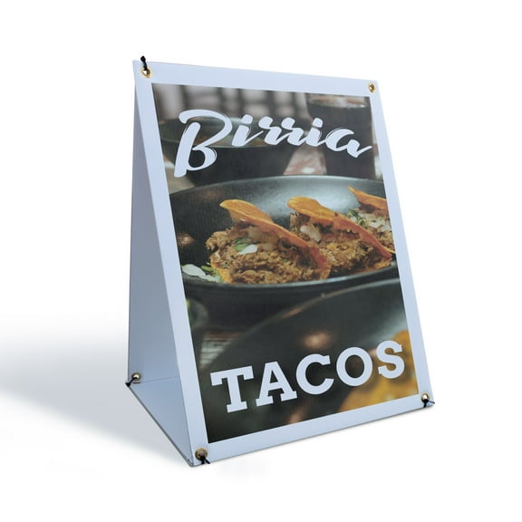 Birria Tacos Sidewalk Sign 18 Inch x 24 Inch A-Frame Images On Both Sides | Authentic Mexican Cuisine, Food Trucks, Street Food | Made in USA