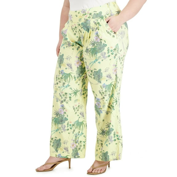 INC International Concepts Plus Size Printed Wide Leg Pants Raina Garden 0X