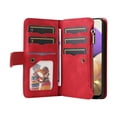 thumbnail image 2 of Multifunctional Case for Samsung A32 5G,[RFID Blocking] 9 Credit Cards Holder with Wrist Strap, Premium PU Leather Zipper Wallet Purse Magnetic Flip Phone Cover for Samsung Galaxy A32 5G, Red, 2 of 12