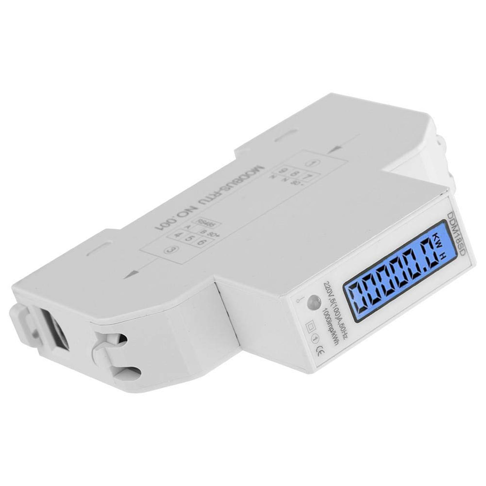 2X 5-100A 220V Energy Meter Single Phase RS485 MODBUS Protocol LCD Backlit Display Din Rail Watt Meter Energy Meter,2 * DDM18SD Energy Meter 4 * Shell Accessories 2 * User manual,white