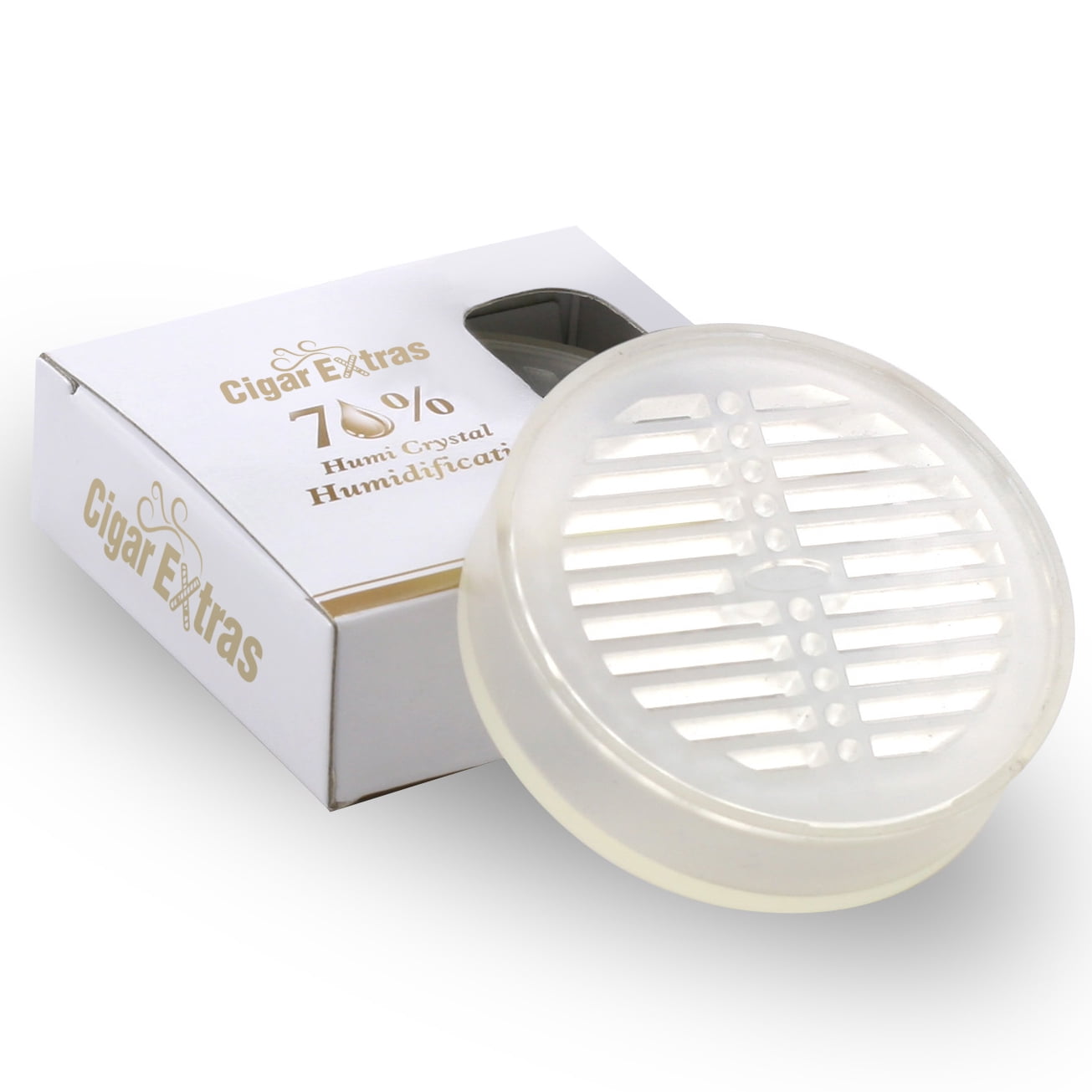 Round 70 Percent Humi Crystal Gel Humidifier, 50 Cigar Capacity