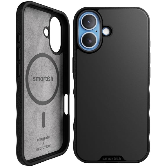 Smartish® iPhone 17 MagSafe Case - Gripmunk Magnetic Slim Case [Lightweight   Protective] Thin Grip Cover with Microfiber Lining for Apple iPhone 17 - Black Tie Affair
