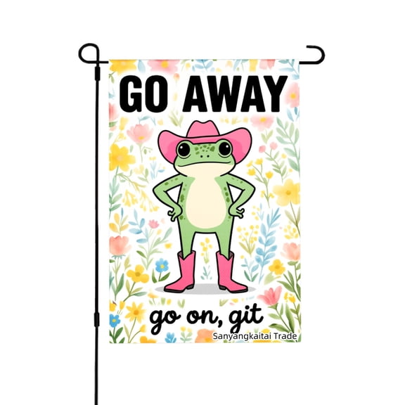 Joocar Go Away Frog In Cowboy Hat Garden Flag For Spring Summer Home Outdoor Garden Yard Door Decor 12x18 Inch