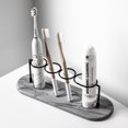 thumbnail image 4 of Soporte para cepillo de dientes para baño, organizador de cepillos de dientes de metal con base de mármol, colección de almacenamiento de cepillos de dientes para la familia, adecuado para el tocador, 4 of 5