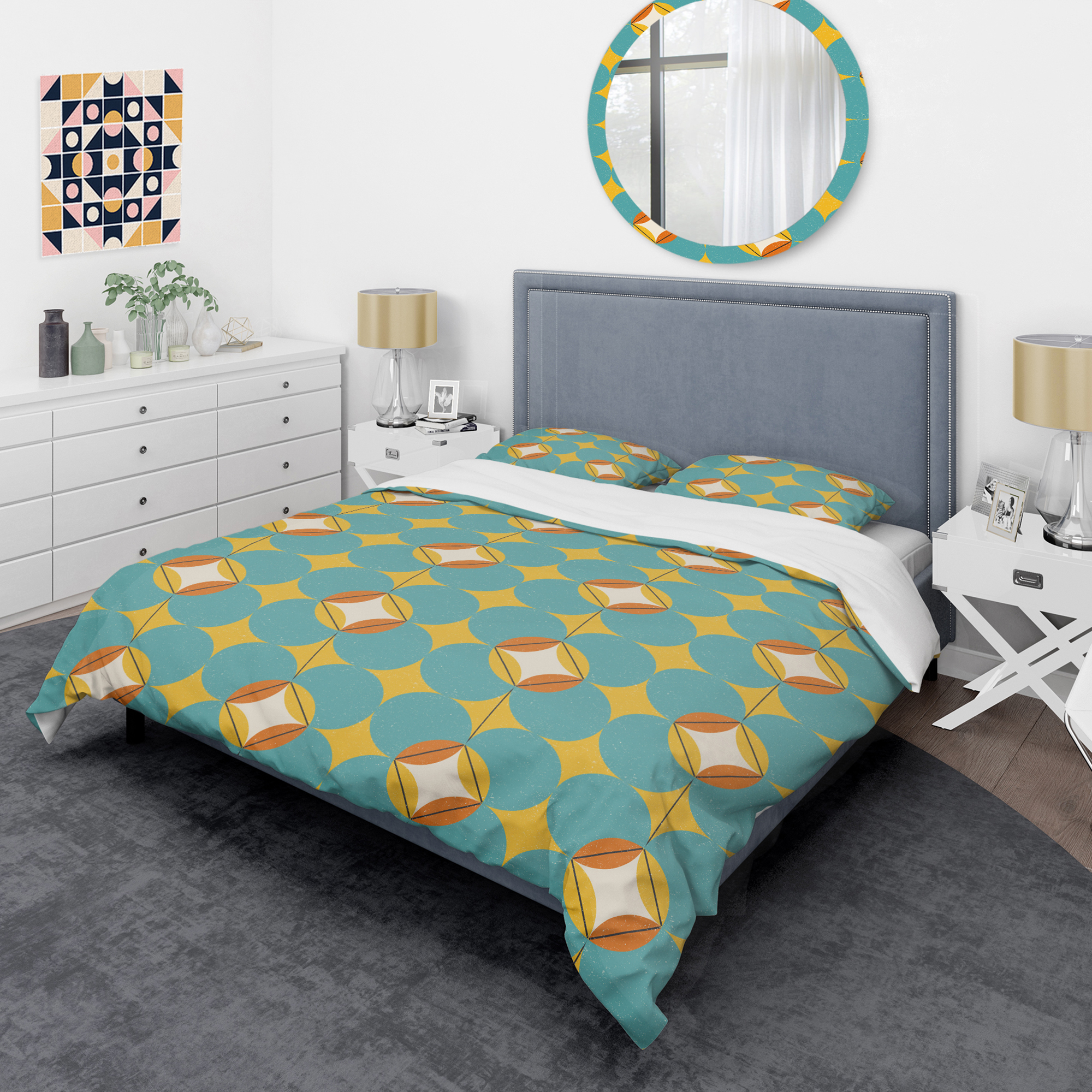 Designart 'Diamond Retro IV' Mid-Century Modern Duvet Cover Set