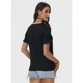thumbnail image 5 of Tops for Women Summer Casual Ruffle Trim Sleeve Square Neck T Shirts, 5 of 6