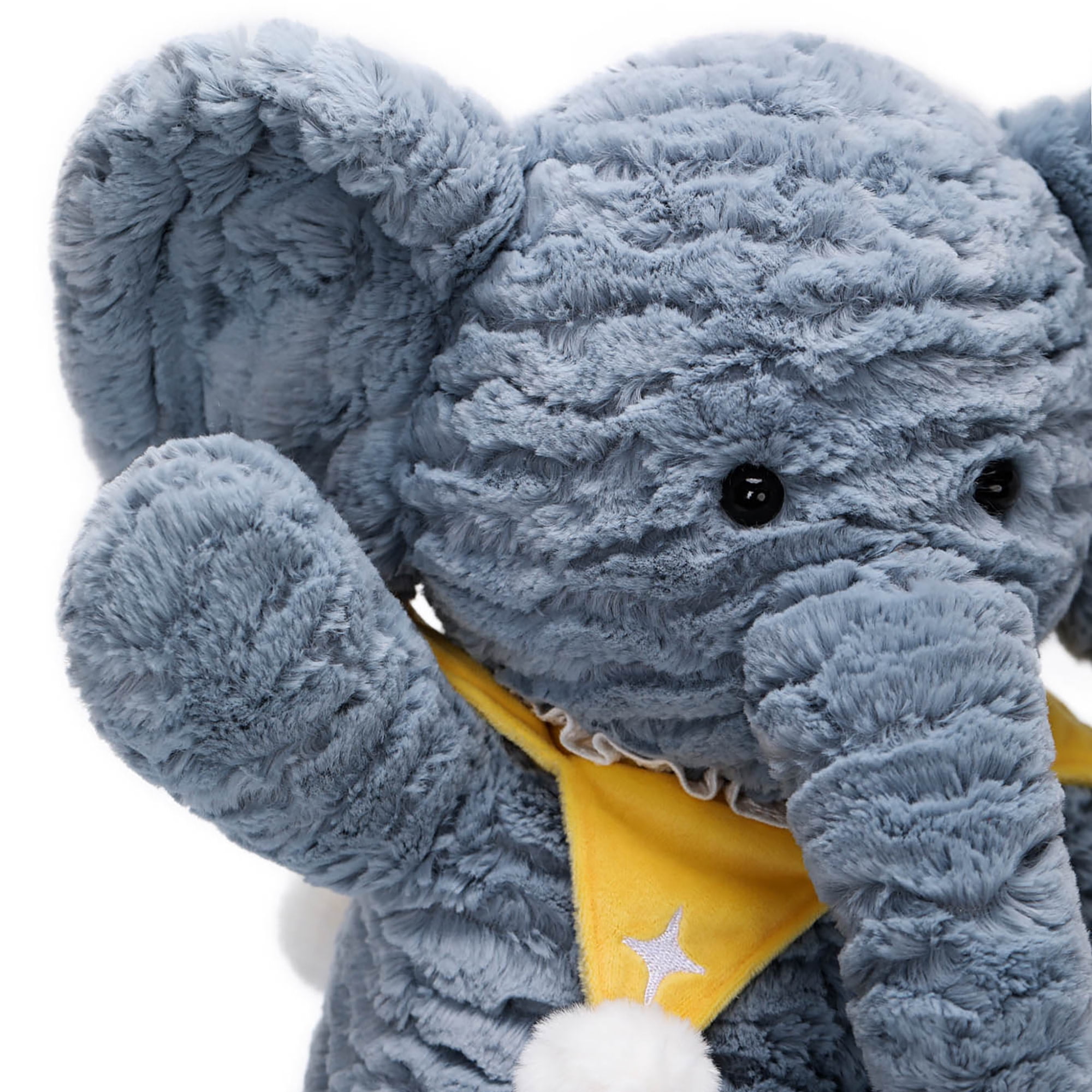 McHugs: Forest Series - Starry Denim Elephant - 9.8" Grey & Yellow Stuffed Animal Plush, Soft Weighted Cuddle Toy, Comfort Companion, Baby-Toddler-Kid