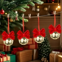 AuroraX Hanging Christmas Decoration Red Contemporary Decorative Ball Ornaments Iridescent Bell Bow for Tree Decoration,Birthday,Window Decor