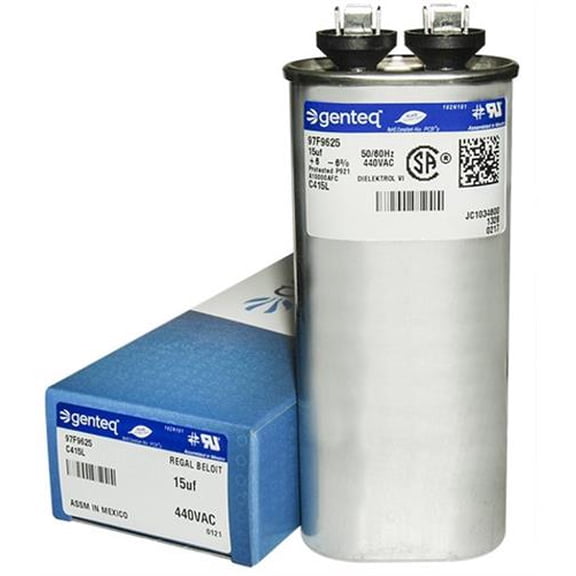 15 uF MFD x 440 VAC Oval Genteq / GE Industrial Replacement Capacitor # C415L / 97F9625
