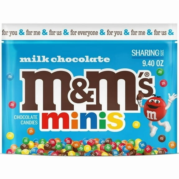 M&M's Minis Milk Chocolate Summer Candy, Sharing Size - 9.4 oz Resealable Bag pack of 2