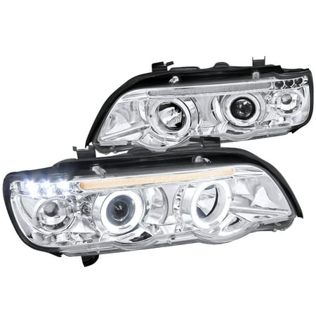 Bmw X5 Headlight Lens Spec-D Tuning 2001-2003 Bmw X5 Dual Halo Led Projector Headlights Head Lamps 2001 2002 2003 (Left + Right) ()